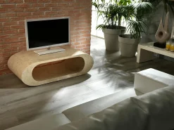 Mesa De Centro| Sandu - Mesa de centro (120 x 62 x 35h) em pedra fóssil Bege