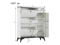 Móvel De Arrumação|Sapateira|ModernLuxe Sapateira - 3 abas, 1 gaveta e 1 porta - Branco