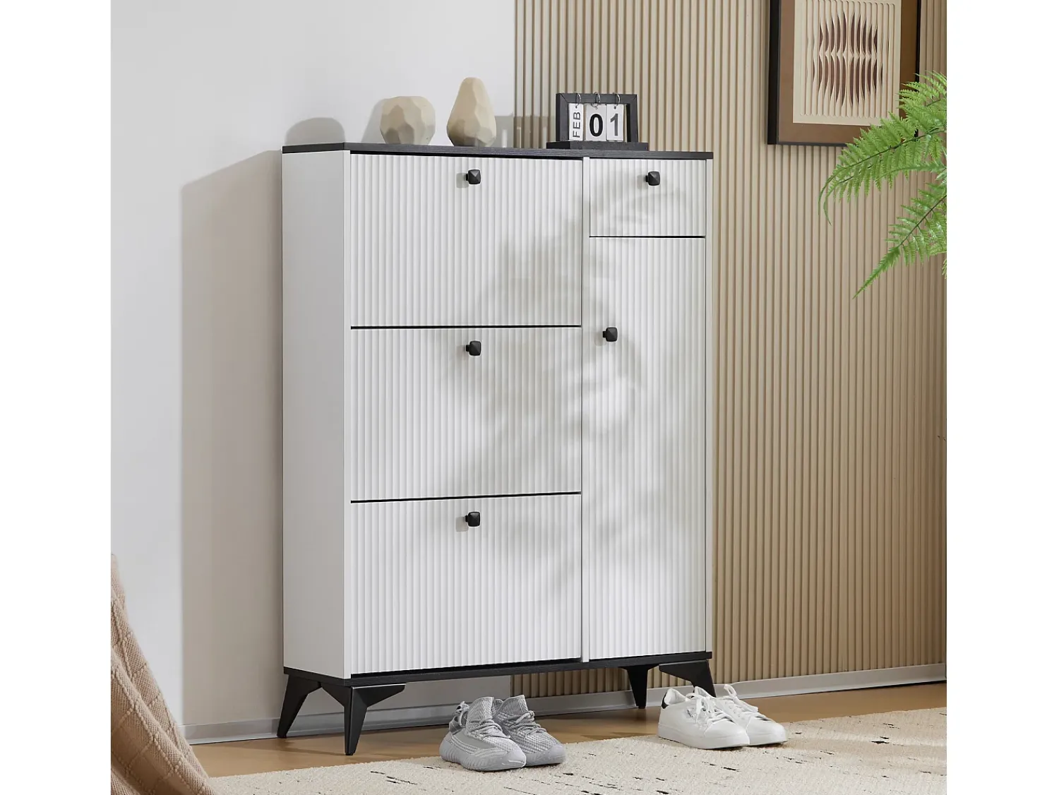 Móvel De Arrumação|Sapateira|ModernLuxe Sapateira - 3 abas, 1 gaveta e 1 porta - Branco