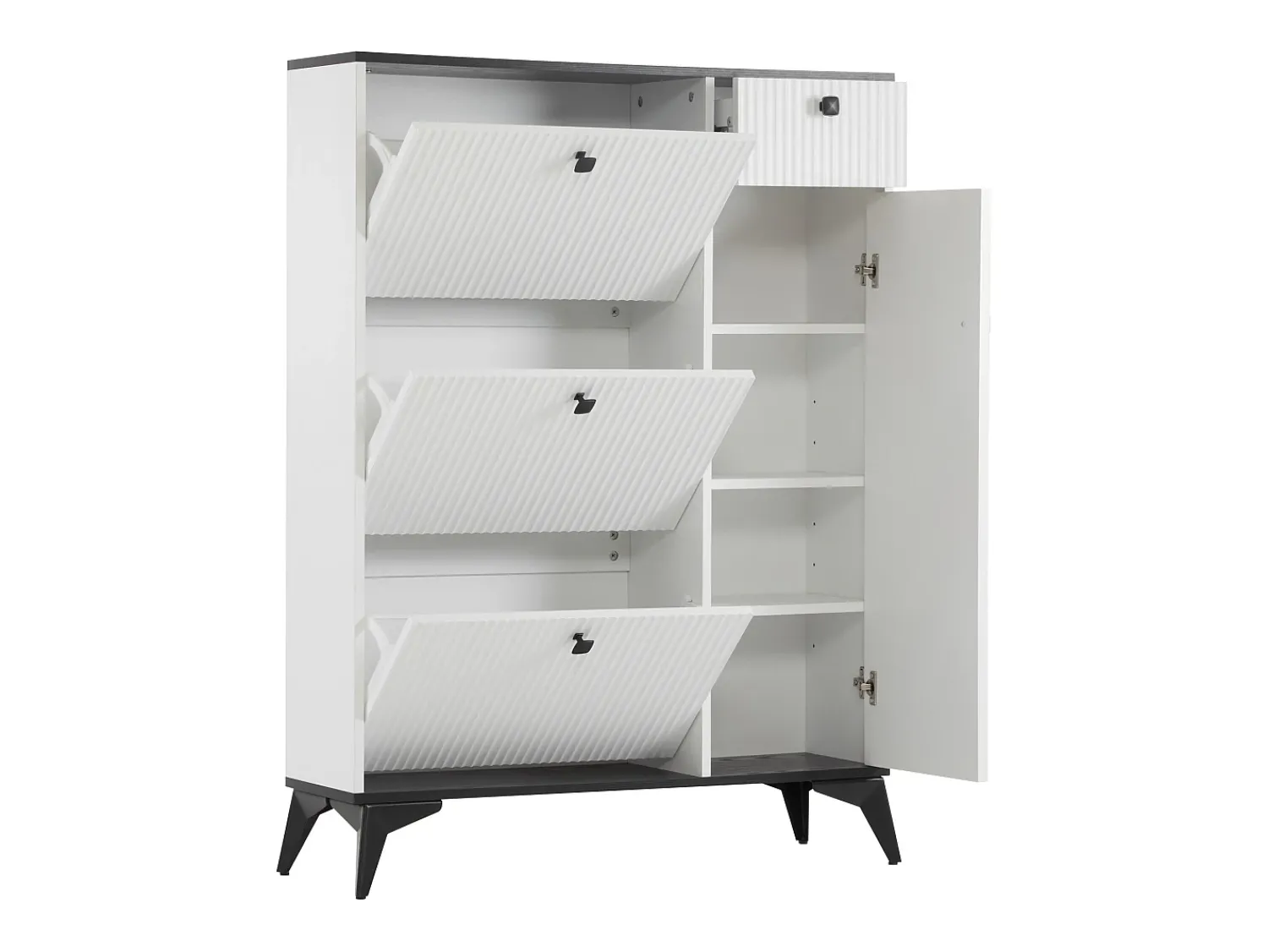 Móvel De Arrumação|Sapateira|ModernLuxe Sapateira - 3 abas, 1 gaveta e 1 porta - Branco
