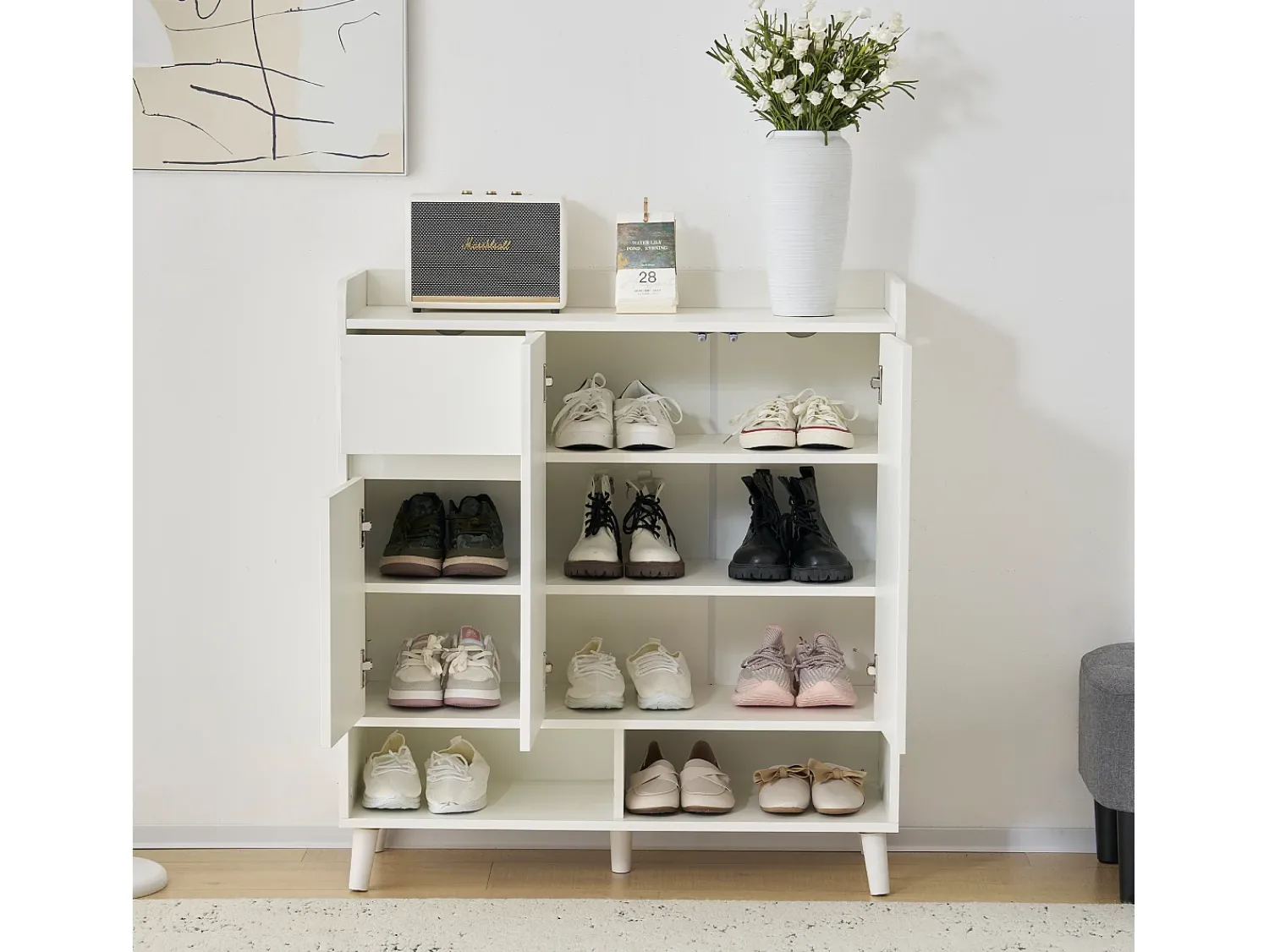 ModernLuxe Sapateira - 7 compartimentos e 1 gaveta - com prateleiras reguláveis -^ Móvel De Arrumação|Sapateira