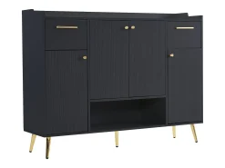 Móvel De Arrumação|Sapateira|ModernLuxe Sapateira - 2 gavetas + 4 portas + compartimento aberto - Preto