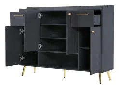 Móvel De Arrumação|Sapateira|ModernLuxe Sapateira - 2 gavetas + 4 portas + compartimento aberto - Preto