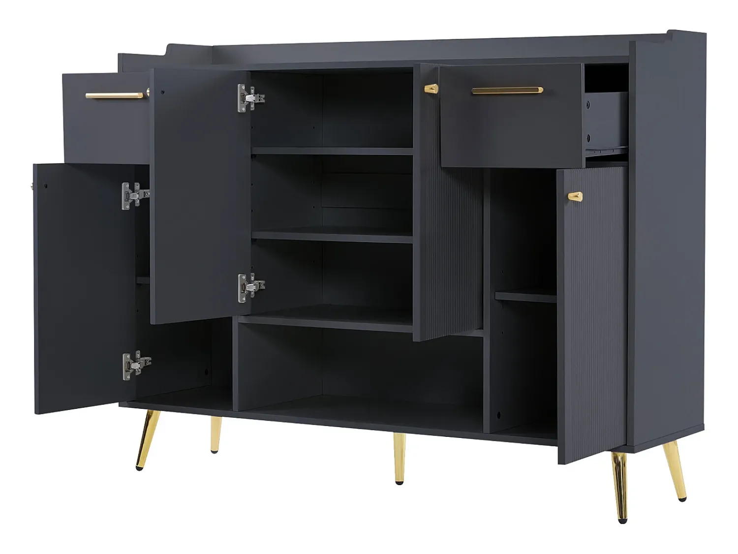 Móvel De Arrumação|Sapateira|ModernLuxe Sapateira - 2 gavetas + 4 portas + compartimento aberto - Preto