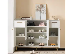 Móvel De Arrumação|Sapateira*ModernLuxe Sapateira - 2 gavetas + 4 portas + compartimento aberto - Branco