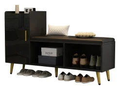 Móvel De Arrumação|Sapateira|Merax Sapateira - 120 x 35 x 71,5 cm - com assento estofado + espaço para armazenamento - aglomerado - Preto
