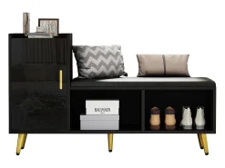 Móvel De Arrumação|Sapateira|Merax Sapateira - 120 x 35 x 71,5 cm - com assento estofado + espaço para armazenamento - aglomerado - Preto