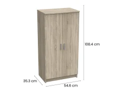 Móvel De Arrumação|Sapateira*Dmora Sapateira 0, Armário multifuncional, Armário de arrumação com prateleiras, Sapateira com duas portas e 6 prateleiras, 55x36h108 cm, Carvalho Castanho