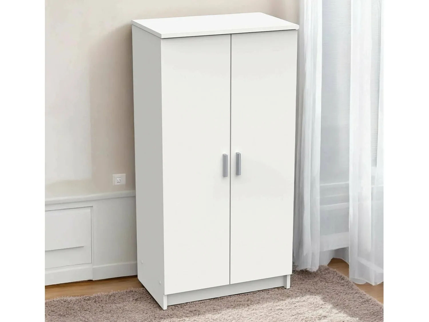 Móvel De Arrumação|Sapateira|Dmora Sapateira 0, Armário multifuncional, Armário de arrumação com prateleiras, Sapateira com duas portas e 6 prateleiras, 55x36h108 cm, Branco