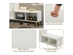 Móvel De Arrumação|Sapateira|ModernLuxe Sapateira - arrumação multinível e assento acolchoado - Branco