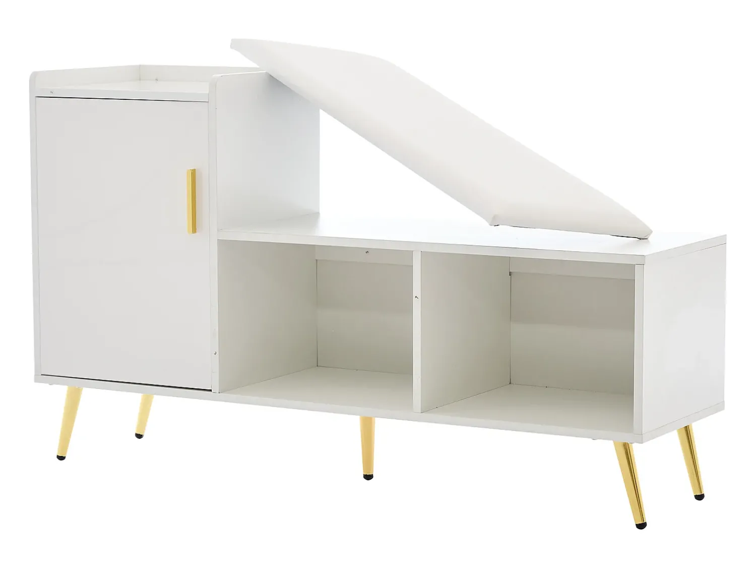Móvel De Arrumação|Sapateira|ModernLuxe Sapateira - arrumação multinível e assento acolchoado - Branco