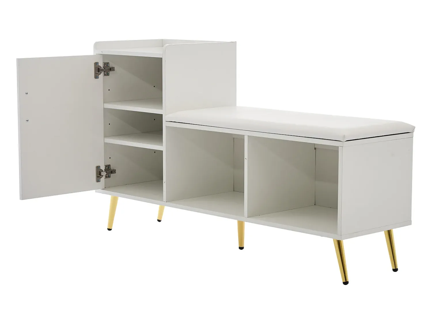 Móvel De Arrumação|Sapateira|ModernLuxe Sapateira - arrumação multinível e assento acolchoado - Branco