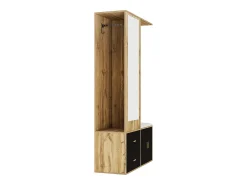 Móvel De Arrumação|Sapateira*Merax Sapateira + banco + roupeiro com espelho - 2 portas e 2 gavetas - 100x38x180cm - Aglomerado - e natural Preto