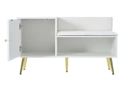 Móvel De Arrumação|Sapateira*ModernLuxe Sapateira - com banco e 2 compartimentos - com puxadores e pés metálicos - estilo moderno - Branco