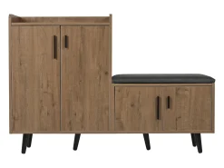 Móvel De Arrumação|Sapateira|ModernLuxe Sapateira - com banco e 4 portas - Castanho
