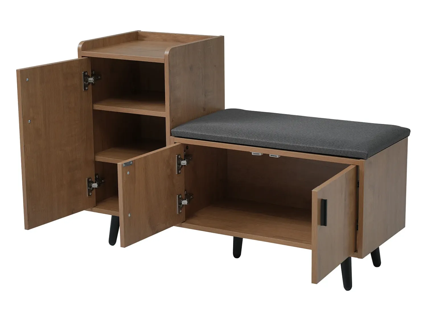 New ModernLuxe Sapateira - com banco e 3 portas - Natural Natural escuro