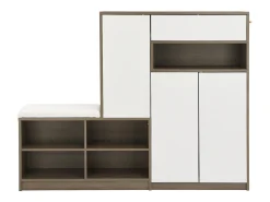 Online Merax Sapateira + conjunto de sapateira com almofada - 140 x 35 x 110 cm - Aglomerado - Branco