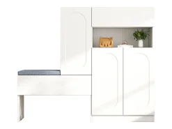 Móvel De Arrumação|Sapateira*Merax Sapateira 2 em 1 - 130 x 35 x 110 cm - com 3 portas + banco acolchoado - aglomerado - Branco