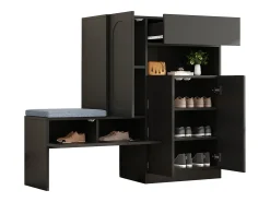 Best Merax Sapateira 2 em 1 - 130 x 35 x 110 cm - com 3 portas + banco acolchoado - aglomerado - Preto