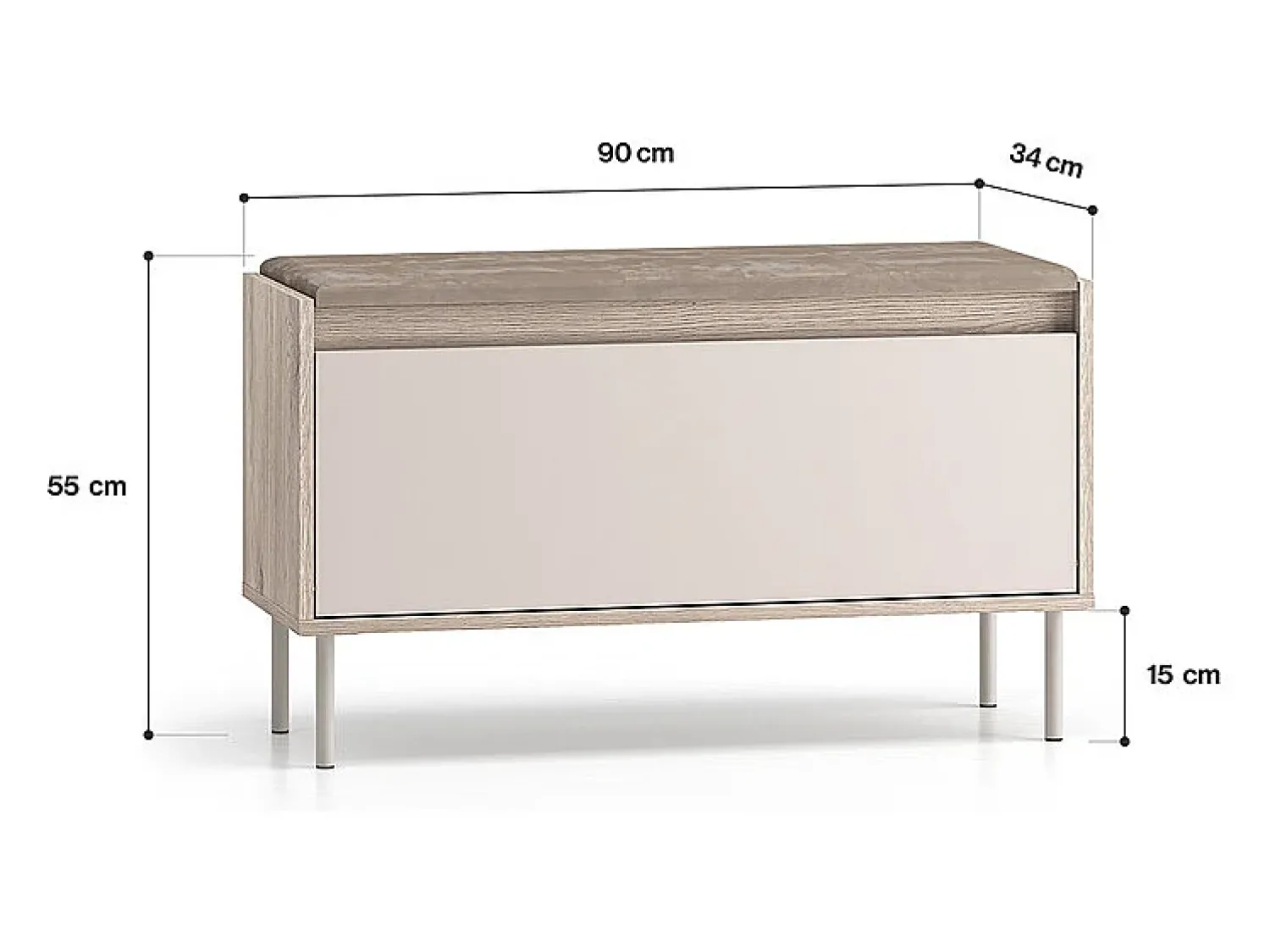 Móvel De Arrumação|Sapateira|Petits-Meubles Sapateira 1 porta Alos caxemira e madeira 55cm Bege