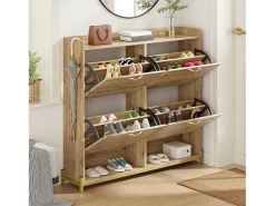 Móvel De Arrumação|Sapateira*Merax Sapateira 4 portas - 108,5 x 24 x 100 cm - para entrada e corredor - MDF - natural Natural claro
