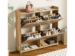 Móvel De Arrumação|Sapateira*Merax Sapateira 4 portas - 108,5 x 24 x 100 cm - para entrada e corredor - MDF - natural Natural claro