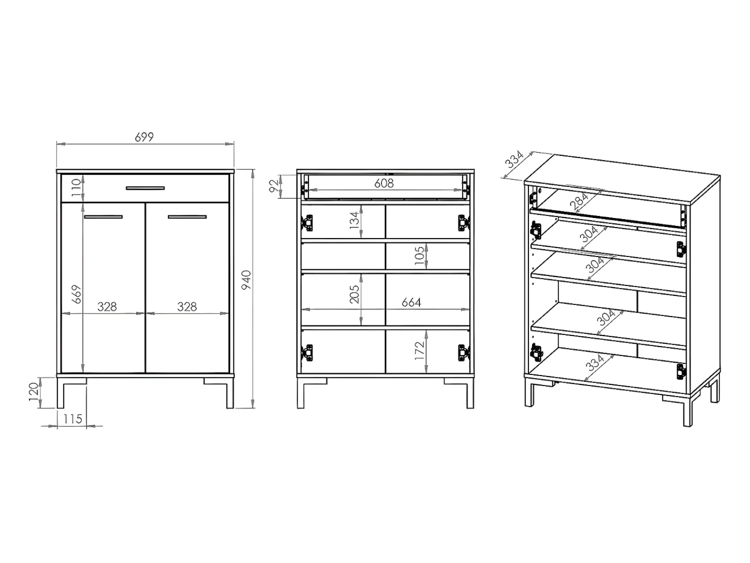 Móvel De Arrumação|Sapateira*Petits-Meubles Sapateira 2 portas 1 gaveta Liora madeira 94cm Natural claro