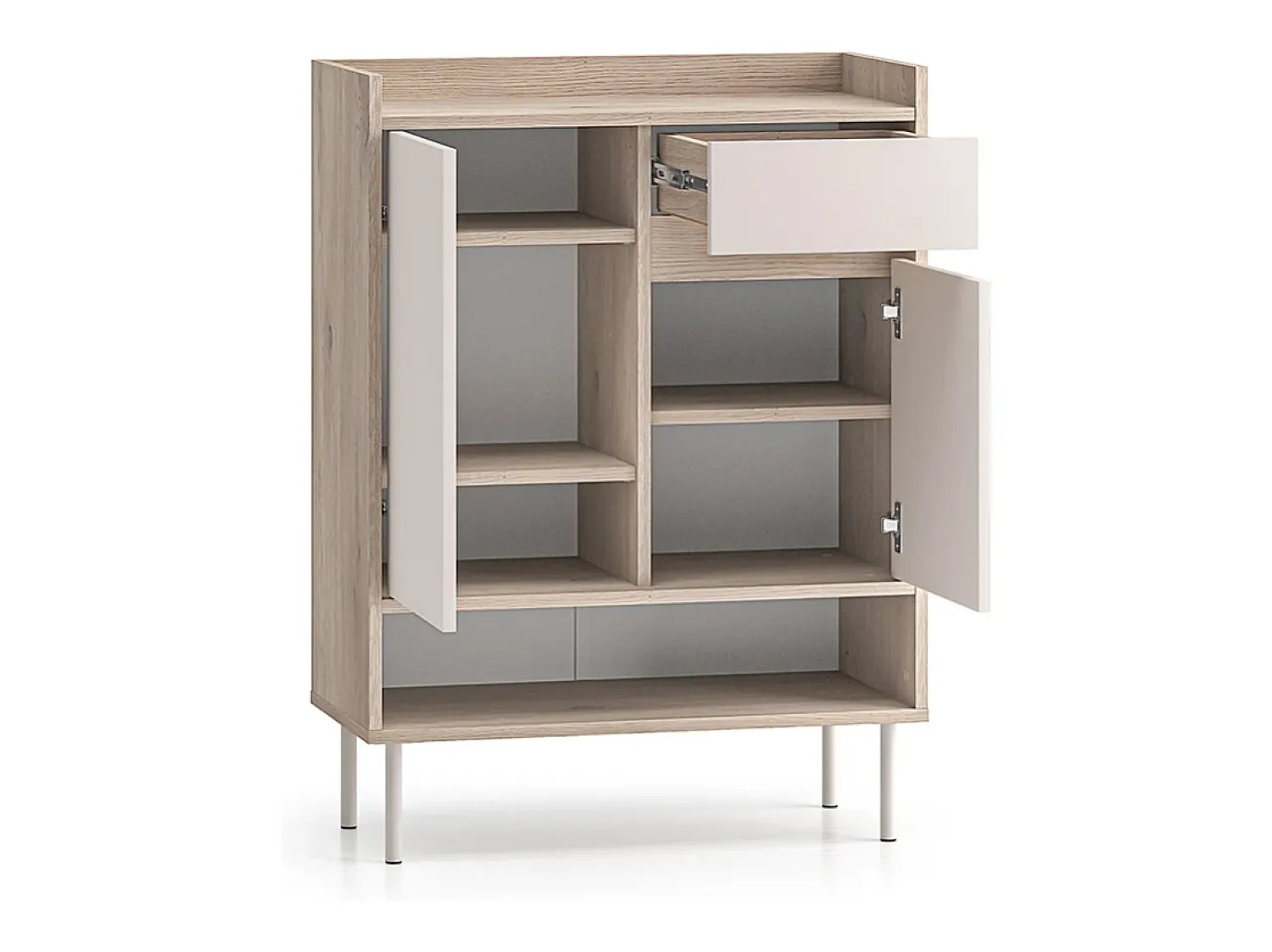 Outlet Petits-Meubles Sapateira 2 portas 1 gaveta Alos caxemira e madeira 95cm Bege