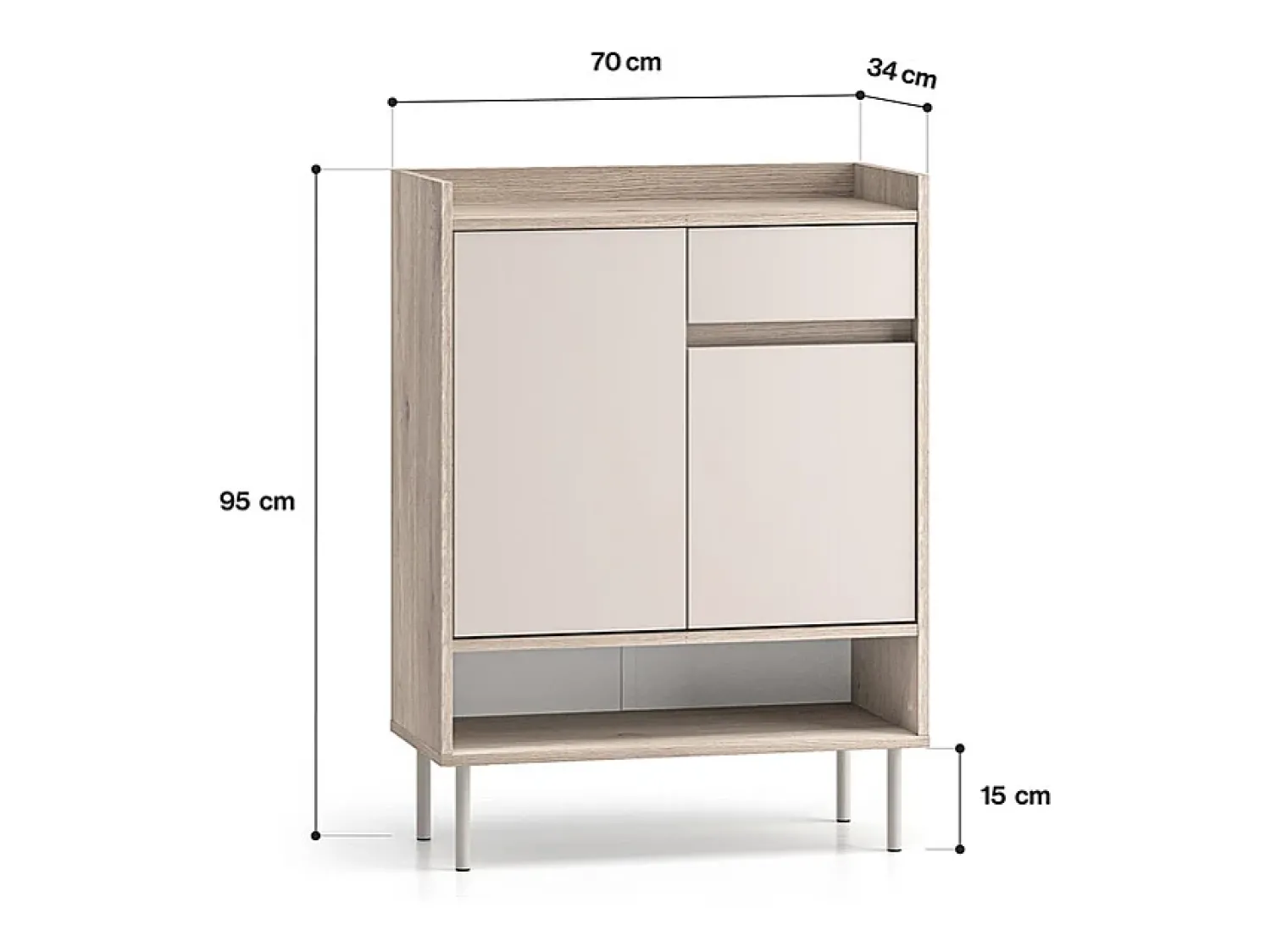 Outlet Petits-Meubles Sapateira 2 portas 1 gaveta Alos caxemira e madeira 95cm Bege