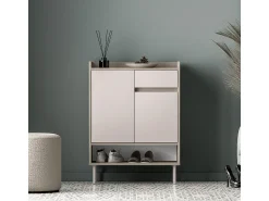 Outlet Petits-Meubles Sapateira 2 portas 1 gaveta Alos caxemira e madeira 95cm Bege
