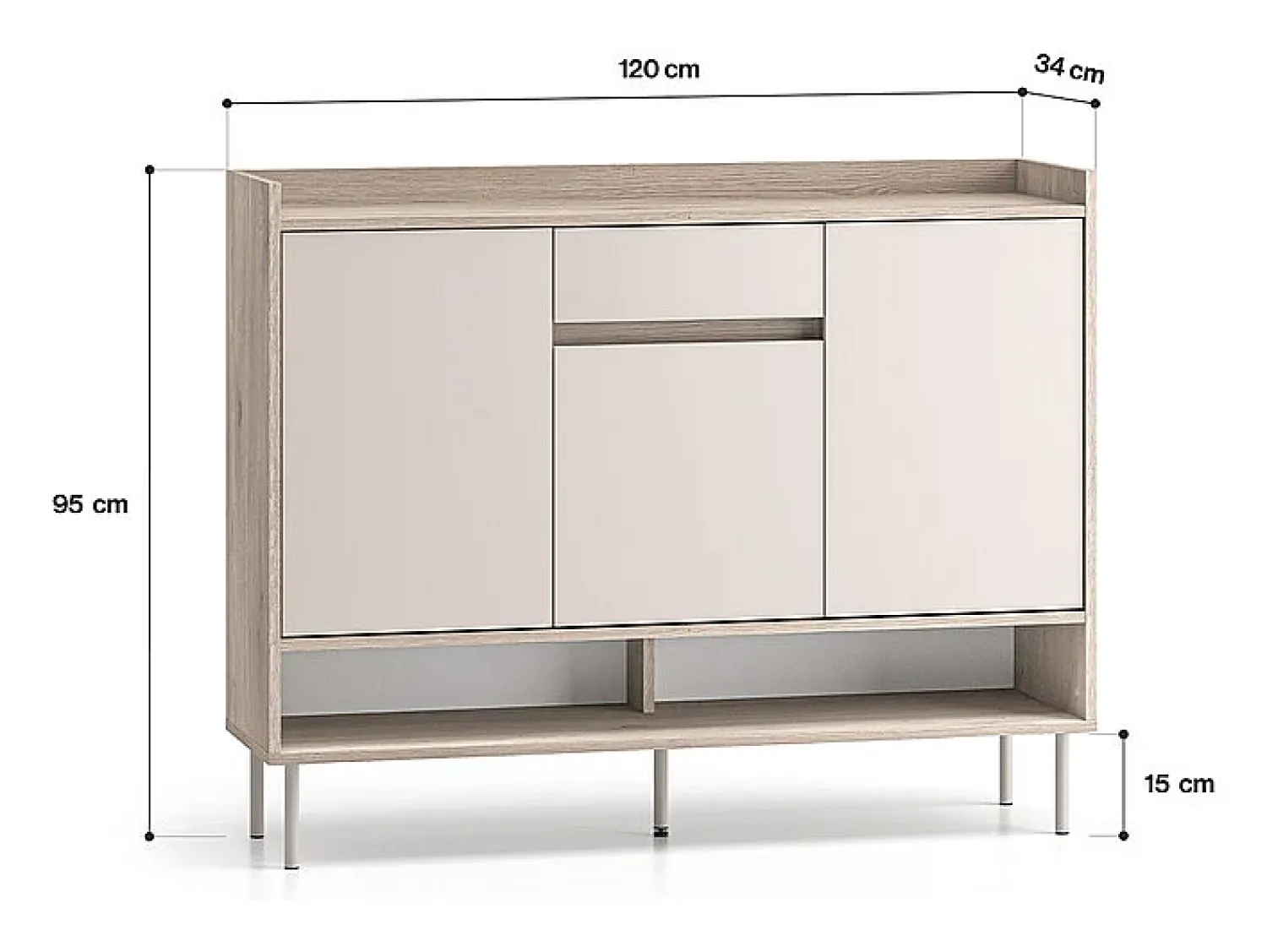Móvel De Arrumação|Sapateira*Petits-Meubles Sapateira 3 portas 1 gaveta Alos caxemira e madeira 95cm Bege