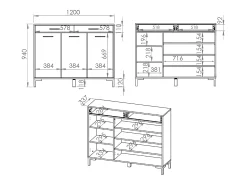 Hot Petits-Meubles Sapateira 3 portas 2 gavetas Liora madeira 94cm Natural claro