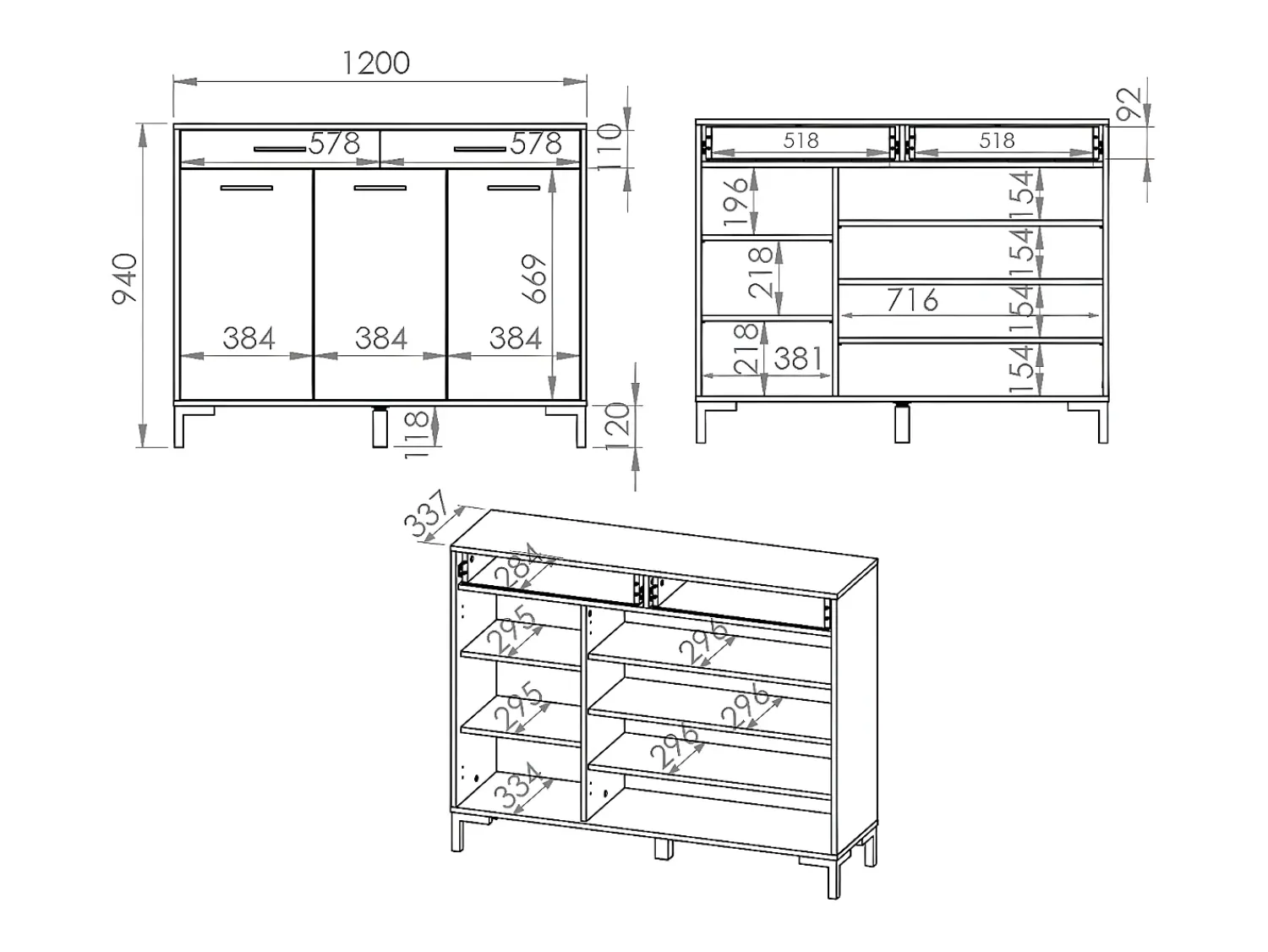 Hot Petits-Meubles Sapateira 3 portas 2 gavetas Liora madeira 94cm Natural claro