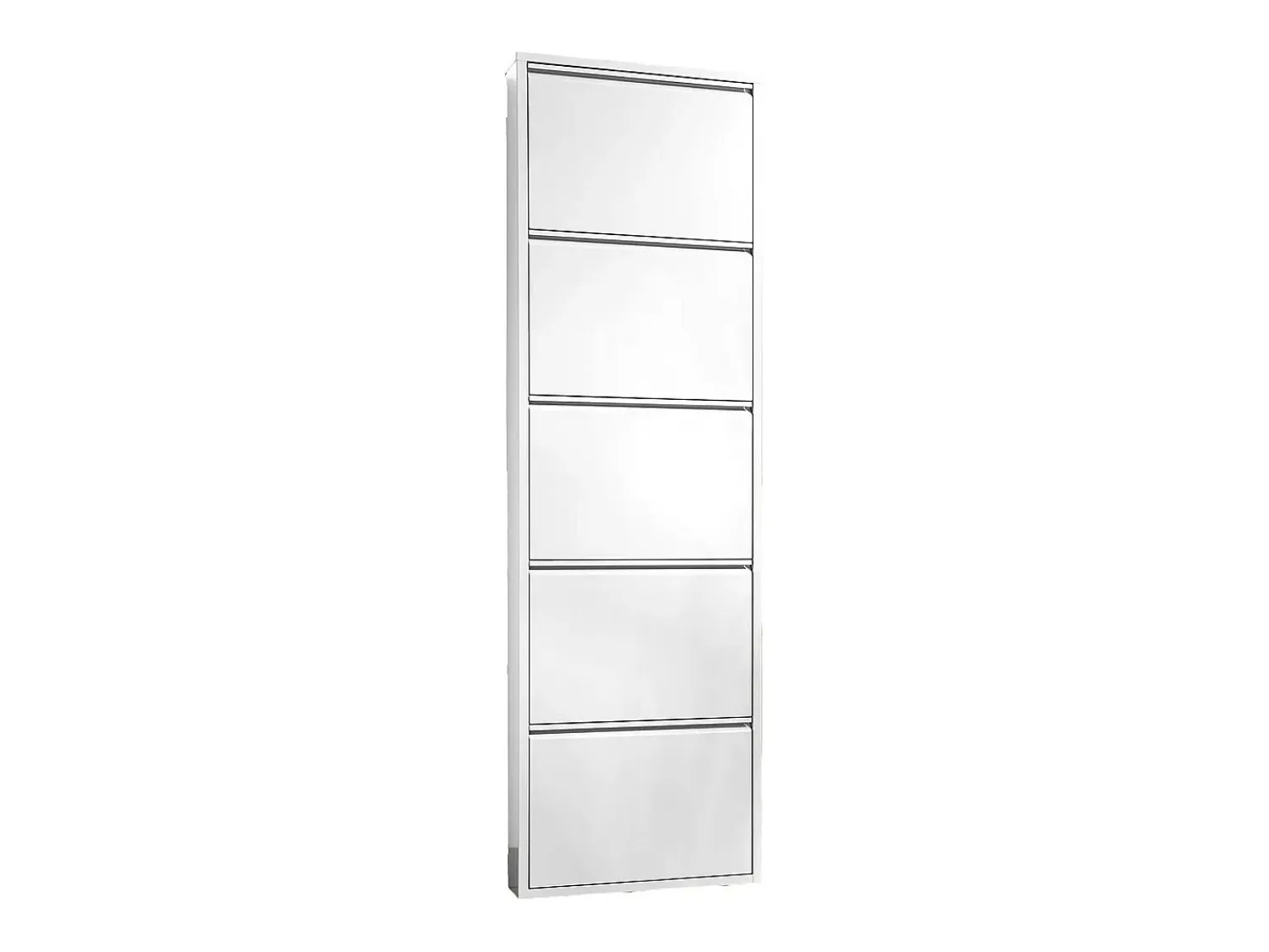 Móvel De Arrumação|Sapateira*Dmora Sapateira 0, Sapateira com portas de entrada metálicas, Sapateira linear moderna em , 50x15h169 cm, com 5 portas Branco