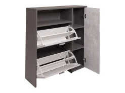 Outlet Dmora Sapateira 0, Sapateira de entrada com prateleiras, Armário multiuso moderno com 3 portas, Fabricado na Itália, 91x27h94 cm, Antracite e Cimento Preto
