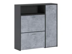 Outlet Dmora Sapateira 0, Sapateira de entrada com prateleiras, Armário multiuso moderno com 3 portas, Fabricado na Itália, 91x27h94 cm, Antracite e Cimento Preto
