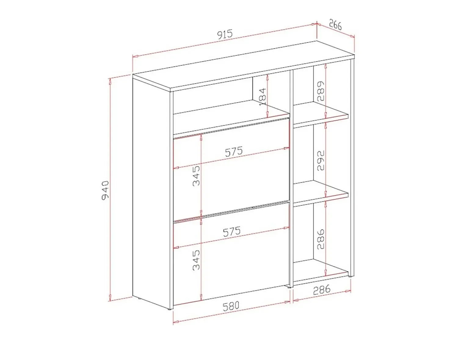 Outlet Dmora Sapateira 0, Sapateira de entrada com prateleiras, Armário multiuso moderno com 3 portas, Fabricado na Itália, 91x27h94 cm, Antracite e Cimento Preto