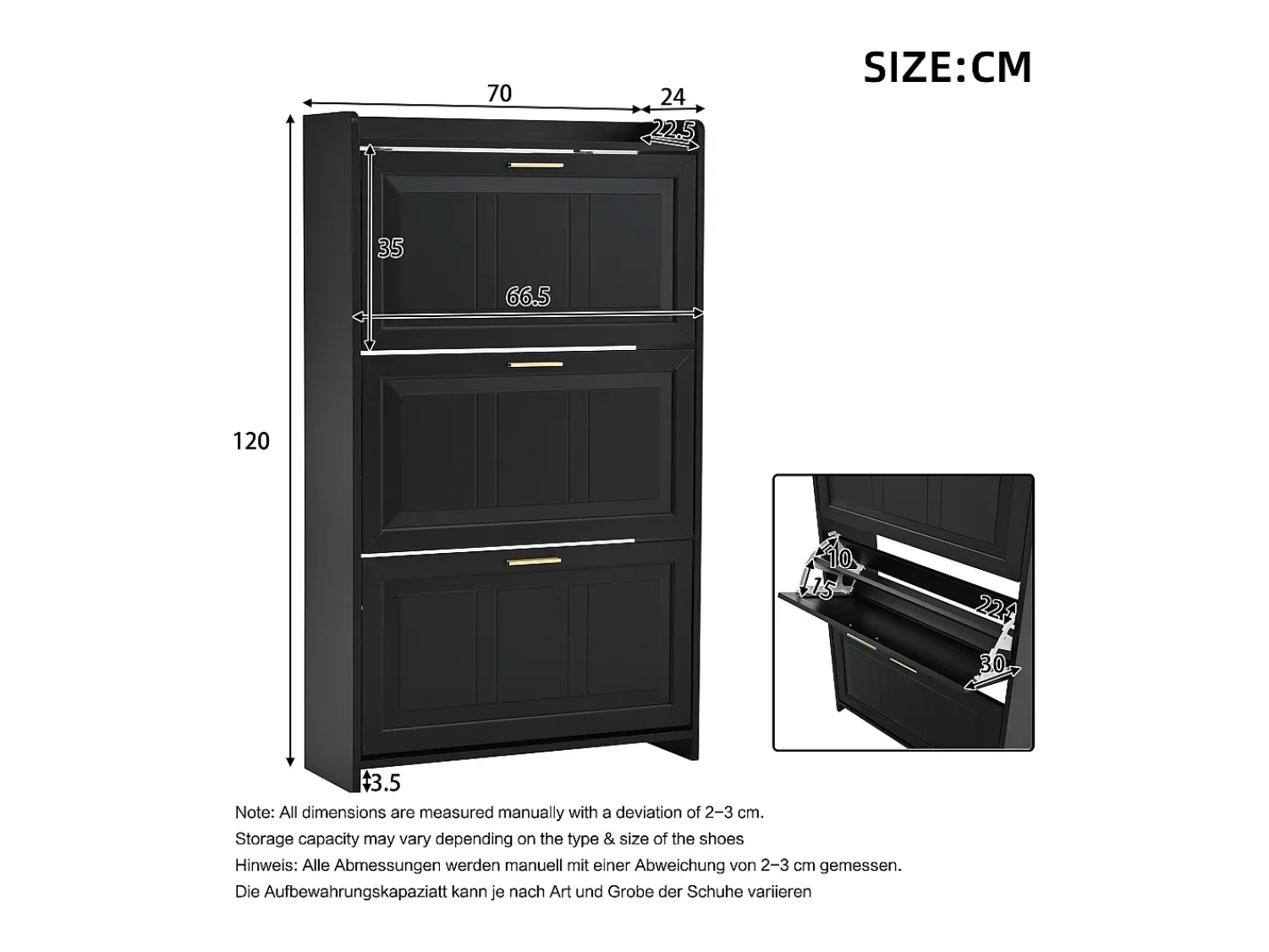 Móvel De Arrumação|Sapateira|Hauss Spole Sapateira 70 x 24 x 120 cm com 6 compartimentos - Preta Preto