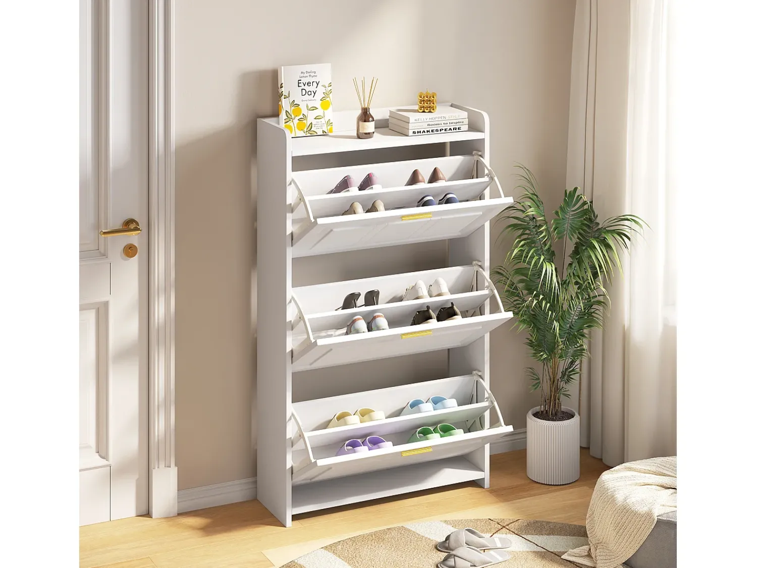 Outlet Hauss Spole Sapateira 70 x 24 x 120 cm com 6 compartimentos - Branca Branco
