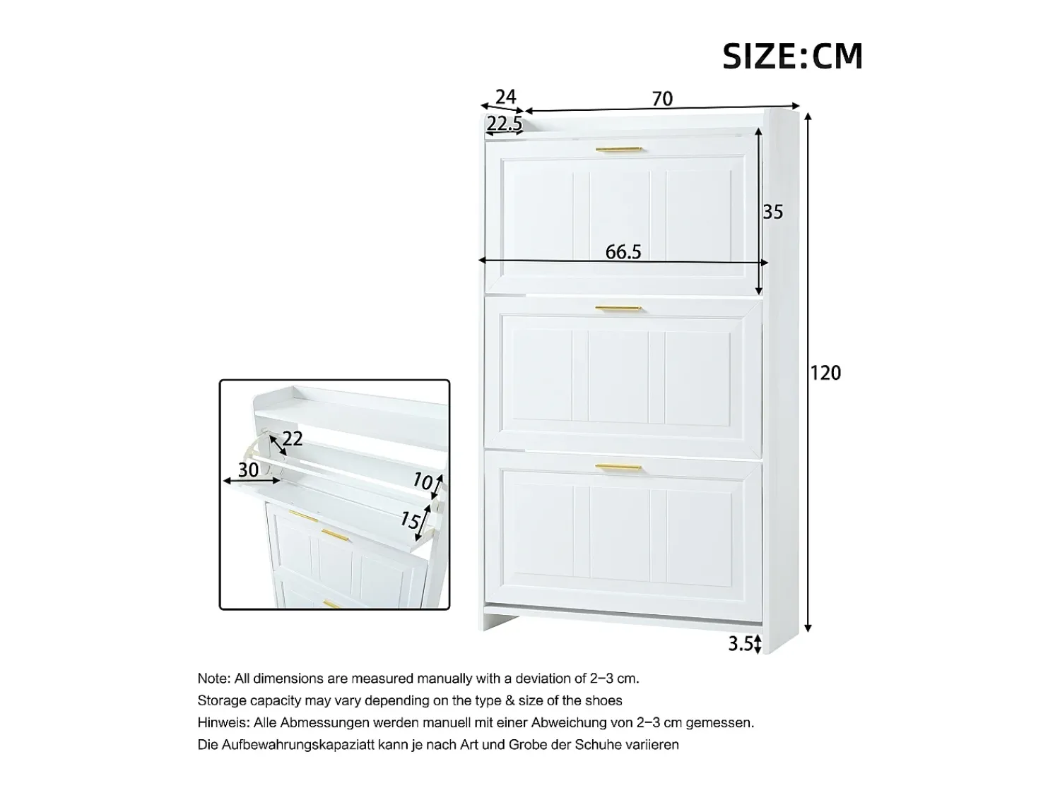 Outlet Hauss Spole Sapateira 70 x 24 x 120 cm com 6 compartimentos - Branca Branco
