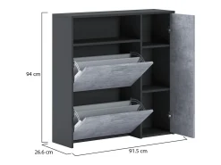 Móvel De Arrumação|Sapateira|Dmora Sapateira Aldaya, Sapateira que economiza espaço, Sapateira de entrada, Armário com 3 portas dobráveis, 92x27h94 cm, Antracite, Cimento Preto