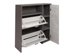 Móvel De Arrumação|Sapateira|Dmora Sapateira Aldaya, Sapateira que economiza espaço, Sapateira de entrada, Armário com 3 portas dobráveis, 92x27h94 cm, Antracite, Cimento Preto