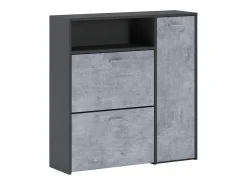 Móvel De Arrumação|Sapateira|Dmora Sapateira Aldaya, Sapateira que economiza espaço, Sapateira de entrada, Armário com 3 portas dobráveis, 92x27h94 cm, Antracite, Cimento Preto