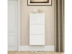 Hot Dmora Sapateira Alginet, Sapateira que economiza espaço, Sapateira de entrada, Sapateira de metal com 3 portas, 50x15h103 cm, Branco