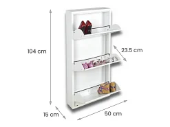 Hot Dmora Sapateira Alginet, Sapateira que economiza espaço, Sapateira de entrada, Sapateira de metal com 3 portas, 50x15h103 cm, Branco