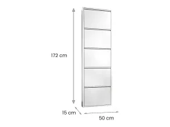 Móvel De Arrumação|Sapateira*Dmora Sapateira Alginet, Sapateira que economiza espaço, Sapateira de entrada, Sapateira de metal de 5 portas, 50x15h169 cm, Branco