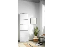 Móvel De Arrumação|Sapateira*Dmora Sapateira Alginet, Sapateira que economiza espaço, Sapateira de entrada, Sapateira de metal de 5 portas, 50x15h169 cm, Branco