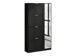 Móvel De Arrumação|Sapateira*Merax Sapateira alta moderna - 80 x 24 x 147 cm - com espelho + 4 compartimentos de arrumação dobráveis - aglomerado - preta Preto