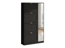 Móvel De Arrumação|Sapateira*Merax Sapateira alta moderna - 80 x 24 x 147 cm - com espelho + 4 compartimentos de arrumação dobráveis - aglomerado - preta Preto