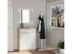 Móvel De Arrumação|Sapateira* Sapateira Berlim brilhante e Cambriano 101x75x36 cm Branco